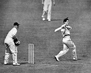 Headingley: Neil Harvey batting in the Fourth Test Match, Headingley, 19