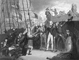 Accepting: Nelson accepting surrender of Spanish admiral's