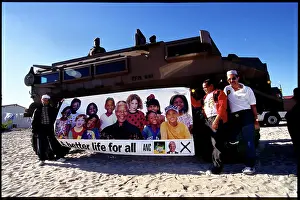 Casspir: Nelson Mandela, ANC election campaign, banner, casspir, Tafelsi