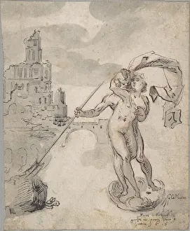 Amphitrite: Neptune and Amphitrite, 1616, Pen and black ink