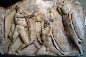 Podium: Nereid Monument. Classical period Lycia. Turkey. A young war