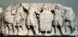 Podium: Nereid Monument. Classical period Lycia. Turkey. Soldiers. P