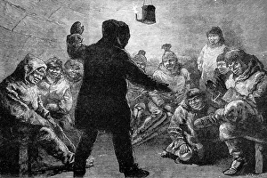 Franklins: Netchillik Eskimo playing a game in an igloo 1881