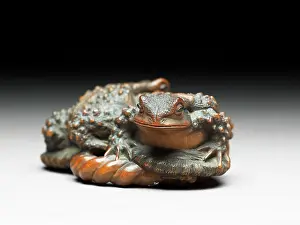 Toads: Netsuke in the form of two toads on a sandal