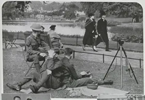 Signallers: Neville and Anne Chamberlain in the park