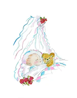 Matthes: New baby in crib with teddy bear