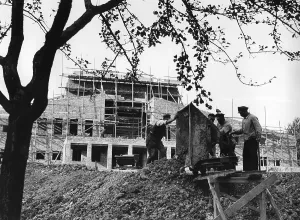 Scaffolding: New construction of the Town Hall in Goslar, 1935