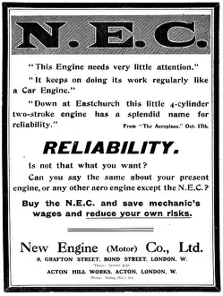 N.e.c: New Engine. N.E.C. Aero Engines 1913