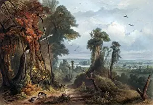 Bodmer: New Harmony on the Wabash River, 1830s