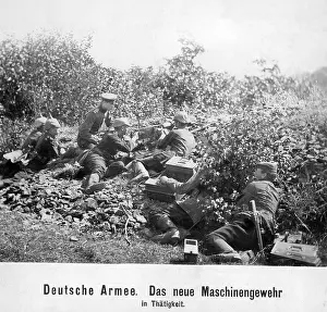 Remained: A new machine gun in use, around 1910