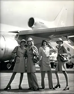 Stewardesses: New stewardess uniforms designed by Mary Quant, Luton