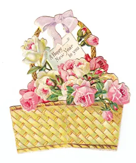 Rosebud: New Year card in the shape of a basket of roses