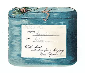 Auntie: New Year card in the shape of a gift box