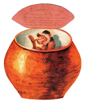 Thumbing: New Year card in the shape of a jar