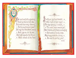 Bookmark: New Year card in the shape of an open book