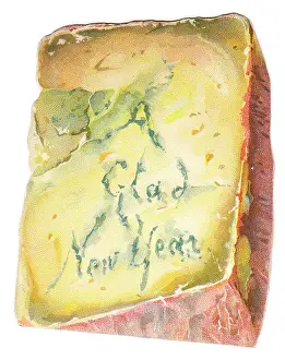 Crusty: New Year card in the shape of a wedge of cheese