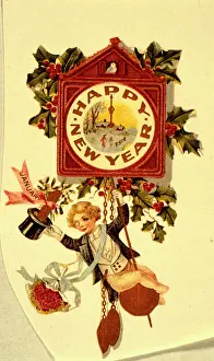 Clocks: New Year greetings card with clock