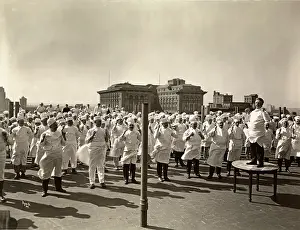 Aerobics: New York chefs exercising