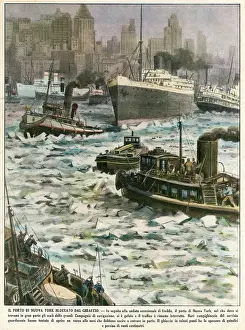 Blocked: New York harbour, ice over 1940
