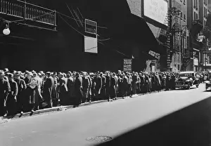 Depressions: New York men in a bread line during the Great Depression