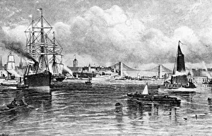 Sailboats: New York in the middle of the 19th century