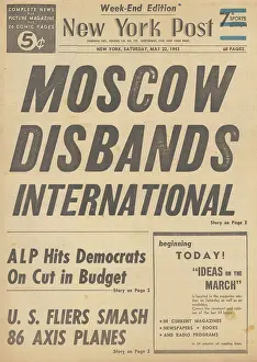 Comintern: New York Post front page Stalin disolves the Comintern