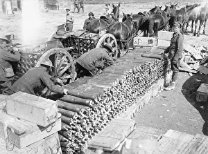 Explosives: New Zealand gunners loading ammunition, France, WW1