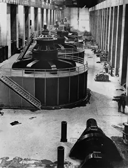 Generators: Newly installed generators of the Hoover Dam, 1937