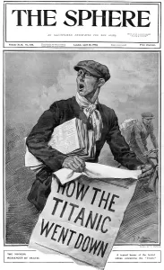 Fateful: Newspaper boy announcing Titanic disaster headline
