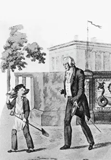 1821: Newspaper boy and man, 19th century