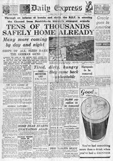 Gracie: Newspaper front cover: evacuation of Dunkirk, 1940