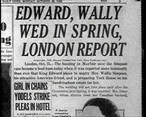 Wally: Newspaper Headline Reading: Edward, Wally Wed