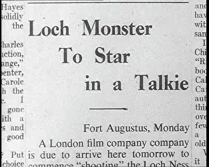 Talkie: Newspaper Headline Reading - Loch Monster to