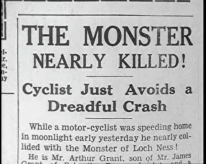 Nearly: Newspaper with Headline Reading - The Monster