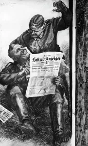 Berliner: Newspaper reading soldiers