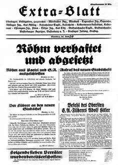 Deposed: Newspaper report to the Roehm putsch, 1934