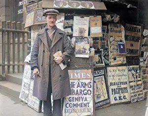 Oncolourisedpic: Newspaper Seller 1933