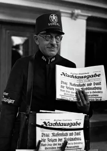 Vendors: Newspaper vendor, 1938