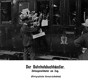 Bookseller: Newspaper vendor at the train, 1907