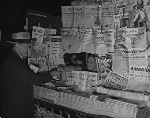 Newsstand: Newsstand with foreign language newspapers