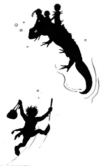 Newt: Newt and elves (silhouette)