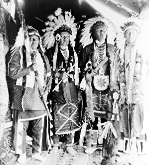 Colville: Four Nez Perce Indians, dressed for dance, ?