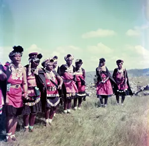 Diviners: Nguni diviners in full regalia singing while performing