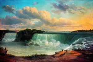 Spl001: Niagara Falls in a Scenic Painting Attributed