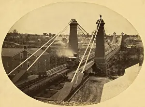 Niagra: Niagara Falls Suspension Bridge, c. 1855