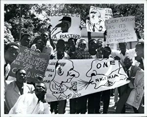 Backing: Nigerian students protest against French influence