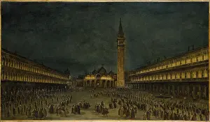 Guardi: A Night Procession in the Piazza San Marco, Venice, Italy