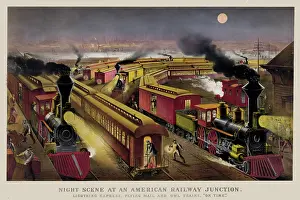 Freight: Night scene at an American railway junction