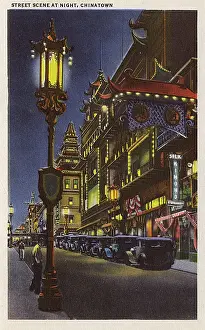 Parked: Night scene, Chinatown, San Francisco, California, USA