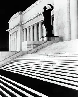 Pal001: Night Scene Stairs Statue Architectural Detail of Capit